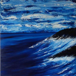 the wash original seascape on canvas by claire fearon (fine artist)