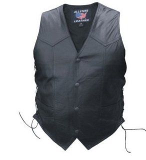 Men's AL2209 Goat Leather Vest 52 Black Clothing