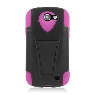 Eagle Cell PHSAMI437YSTHPKBK HypeKick Hybrid Protective Gummy TPU Case with Kickstand for Samsung Galaxy Express i437   Retail Packaging   Hot Pink/Black Cell Phones & Accessories