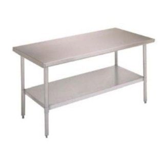 John Boos E Series Stainless Steel 430 Budget Work Table, Adjustable Undershelf, Flat Top, Stainless Steel Legs, 30" Length x 30" Width