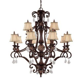 Capital Lighting 3522CB 440 CR Manchester   Twelve Light Chandelier with Crystals, Chesterfield Brown Finish with Crystal  