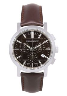 Burberry BU1383  Watches,Mens Herritage Brown Leather Silver Dial, Casual Burberry Quartz Watches