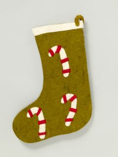 Candy Cane Christmas Stocking Appliqued Wool by Arcadia Home