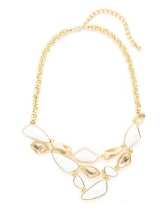 Geometric White & Clear Resin Bib Necklace by Kenneth Jay Lane