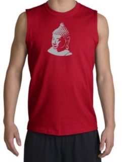BUDDHA Buddhist Yoga Meditation Adult Muscle Shirt Shooter   Red Clothing