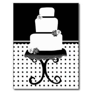 Black and White Cake on Stand Post Cards