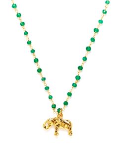 Elephant & Emerald Bead Necklace by Privileged