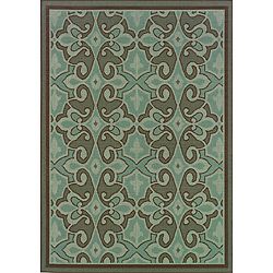 Abstract Pattern Blue/Brown Outdoor Area Rug (7'10" x 10') Style Haven 7x9   10x14 Rugs