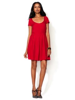 Scoopneck Fit and Flare Twill Dress by Alex + Alex