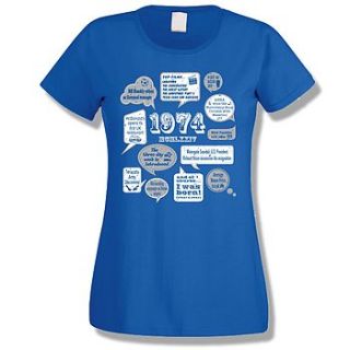 events of 1974 40th birthday ladies t shirt by tee total gifts