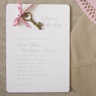 'love is the key' diy wedding invitation pack by wedding in a teacup