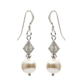 morning light pearl and crystal drop earrings by cherished