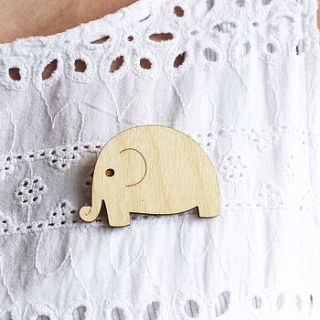 wooden elephant brooch by ginger pickle