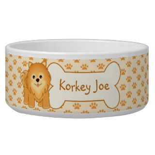 Kawaii Cute Pomeranian Puppy Dog Cartoon Animal Pet Food Bowls