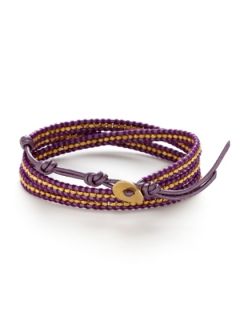 Berry Leather & Gold Nugget Bracelet by Chan Luu