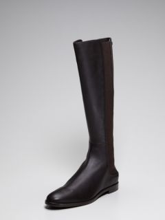 Elastic Leather Tall Flat Boot by Sergio Rossi