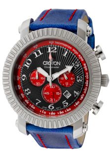 Croton CC311290BSRD  Watches,Mens Blue Leather Strap Chronograph, Casual Croton Quartz Watches