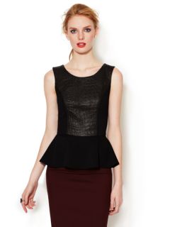 Embossed Leather Peplum Top by Renvy