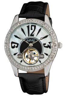 August Steiner AS8034BK  Watches,Womens White Mother of Pearl Dial Black Polyurethane, Casual August Steiner Automatic Watches