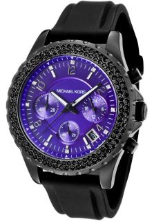Michael Kors MK5390  Watches,Womens Chronograph Black and White Swarovski Crystal Black Silicon, Chronograph Michael Kors Quartz Watches
