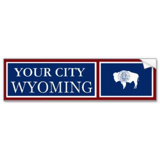 Wyoming State Flag Your City Bumper Sticker