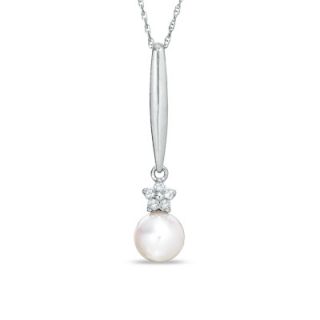 0mm Cultured Freshwater Pearl Drop Pendant in 10K White Gold