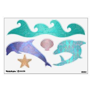 Dolphins and Wave Colorful Kids Wall Decals
