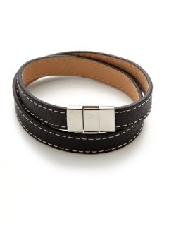 Double Wrap Leather Buckle Bracelet by Link Up