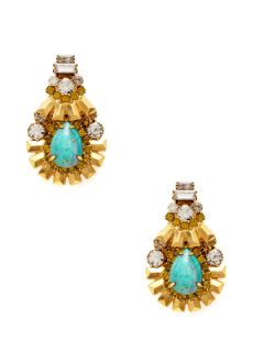 Turquoise & Swarovski Crystal Earrings by Elizabeth Cole