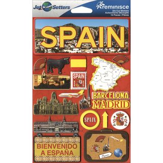 Jet Setters International Dimensional Stickers 4.5"X6.75" Spain Reminisce Stickers
