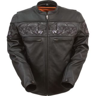 First Classics Men's Reflective Skull Scooter Jacket — Black  Motorcycle Jackets