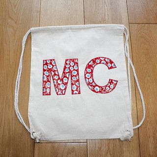 child's personalised initial kit bag by charlie milly design