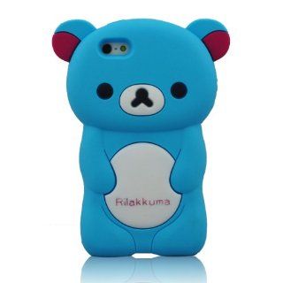 Oneshow Blue Cute 3D Rilakkuma Bear Soft Silicone Case Cover for Apple Iphone 5 5G 5S Cell Phones & Accessories