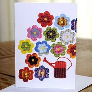 gardening with flowers and watering can card by flaming imp
