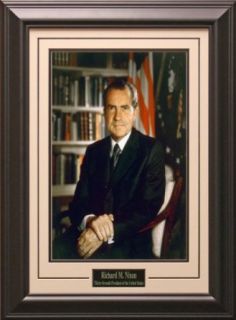 Richard M. Nixon 37th President of the United States matted and framed portrait Entertainment Collectibles
