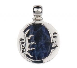 Artisan Crafted Sterling Sodalite Sun and Moon Overlay Pendant —