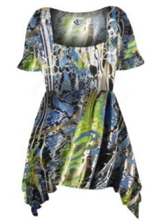 Sanctuarie Designs Women's/0x/Dark Snake Print Babydoll Plus Supersize Extra Long T Shirt/0x/ Green/blue/black/42"Chest, 74"Hips, 35"Length