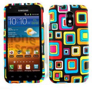 ACCESSORY MATTE COVER HARD CASE FOR SAMSUNG EPIC 4G TOUCH D710 ABSTRACT RAINBOW SQUARES Cell Phones & Accessories