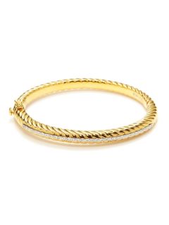 Gold & Diamond Twisted Bangle Bracelet by Mary Louise Designs