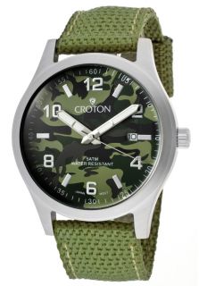 Croton CA301234LGGR  Watches,Mens Military Green Camouflage Dial Green Woven Nylon, Casual Croton Quartz Watches
