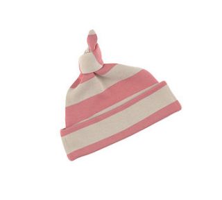 posy pink & sand striped baby hat by bob & blossom ltd