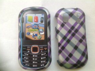 For SAMSUNG INTENSITY 2 U460 Accessory  Purple Plaid Design Hard Case Protector Cover +Free Lf Stylus Pen Cell Phones & Accessories