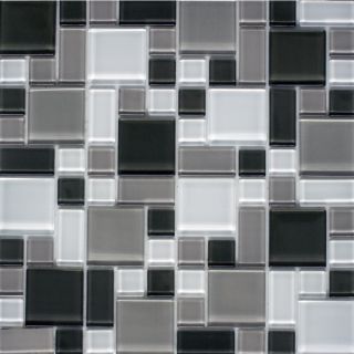 Instant Mosaic 6 Pack White and Grey Glass Mosaic Indoor/Outdoor Wall Tile (Common 12 in x 12 in; Actual 12 in x 12 in)