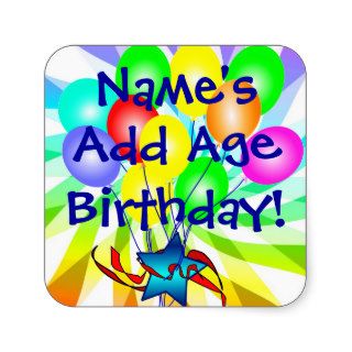 Add Name & Age Birthday Balloons Colorful Stickers
