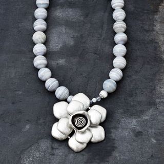 peony flower necklace in stone by bloom boutique
