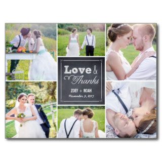 Chalked Collage Wedding Thank You Card Post Cards