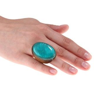 Women's Oversized Wood Oval cut Turquoise Resin Fashion Ring City Style Fashion Rings