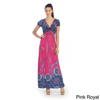 Hadari Women's Paisley Print Cap Sleeve Maxi Dress Casual Dresses