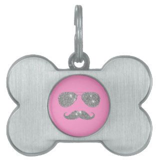 Funny Diamond Mustache With Glasses Pet ID Tags