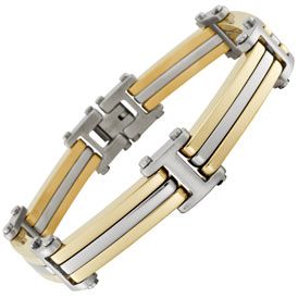 Invicta 5986  Jewelry,Elements Two Tone 18k Gold Plated Stainless Steel Bracelet, Fashion Jewelry Invicta Bracelets Jewelry